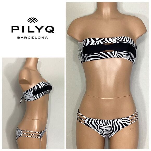 New. Pilyq zebra print bikini set. Small. Retails $149
